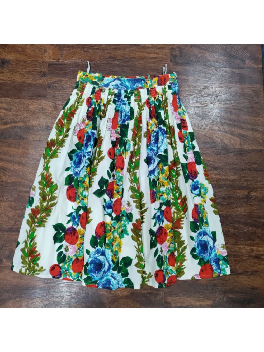 Bianca Floral Twee skirt M Pleated A-Line Floral Modesty Boho Prairie Vintage - Picture 2 of 11